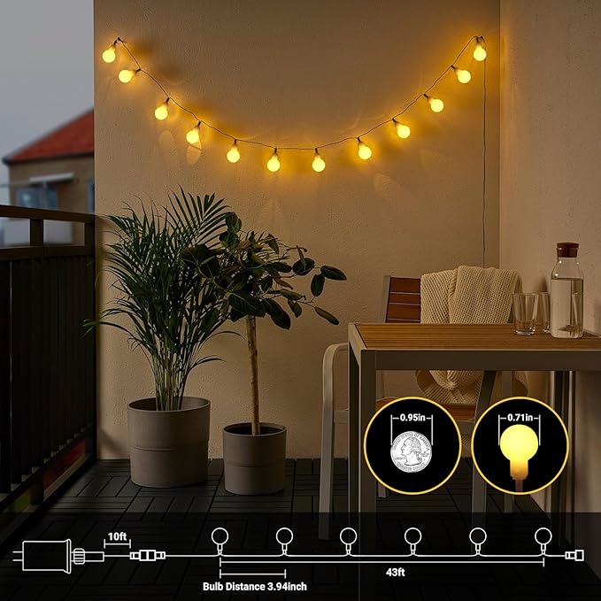 100 LED Connectable Globe String Lights Indoor Bedroom, 33ft Warm White String Lights with Remote Plug in, 8Mode Christmas Lights Outdoor Waterproof for Classroom Patio Party Dorm Decor
