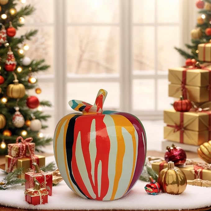 Fluid Fruit Sculpture Apple Artwork Resin Christmas Night Gift Series Sculpture Abstract Graffiti Ornament