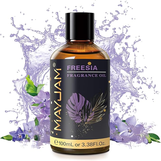 MAYJAM 100ML/3.38FL.OZ Freesia Fragrance Oils with Glass Dropper, Essential Oils for Diffusers for Home, Long Lasting Scented Oils for Diffusers Soap Candle Making