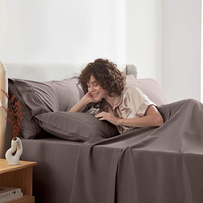 Nestl Extra Deep Full Sheet Set - 6 Piece Breathable & Cooling Sheets - Hotel Luxury Bedding Set w/18-24 Inch Deep Pockets - Easy & Secure Fit - Super Soft, Wrinkle Free & Comfy - Chocolate Brown