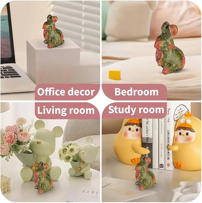 2" Unakite Rabbit Statue for Fertility&Abundance,Bunny Figurine for New Beginnings,Bunny Decor for Homes &Offices