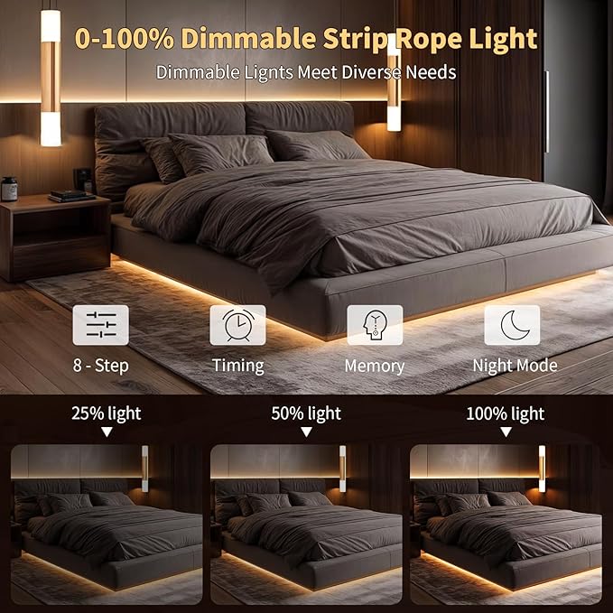 COB LED Strip Light 3000K 40FT/12M Warm White High Lumen Dimmable Strip Paired with RF Remote 24V UL Certified Adapter Suitable for Bedroom Cabinets