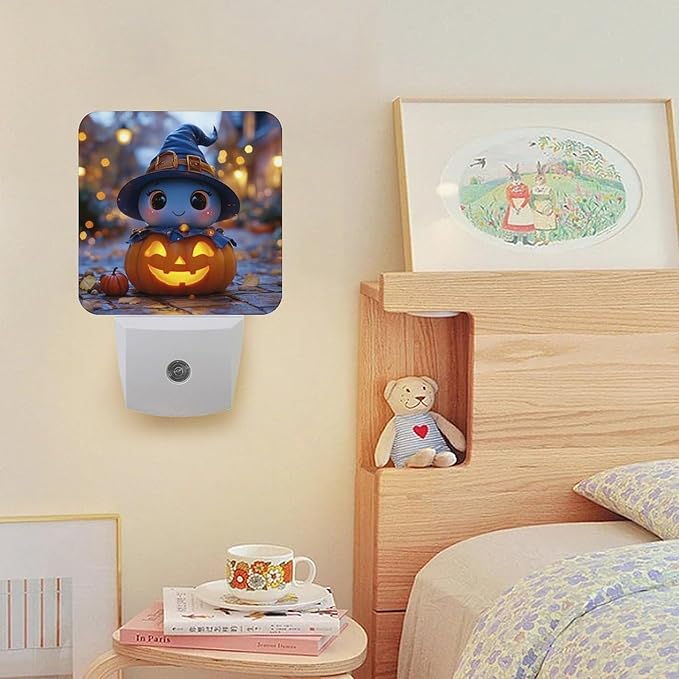 2 Pack Halloween Night Light Plug-in LED Nightlights Auto Sensor Night Lamp Dusk-to-Dawn Lamp Home Decor for Children,Elderly People Bedroom