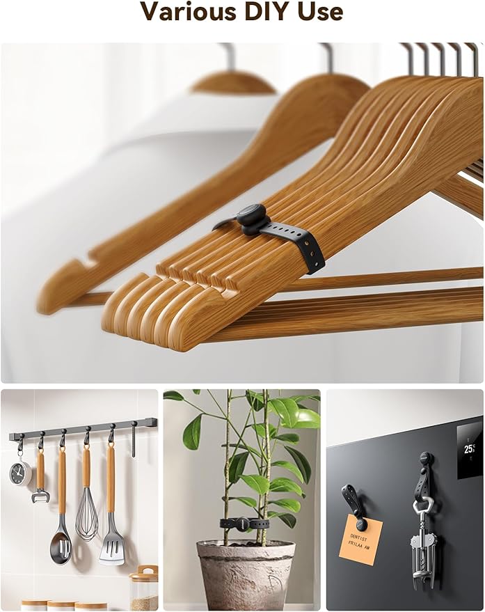 2025 Upgraded Magnetic Cable Ties with Magnets for Bundling & Cable Management– JOYROOM Reusable Silicone Cord Ties Multi-Purpose Cord Organizer Clips for Home, Office & Travel (12-Pack,Black)