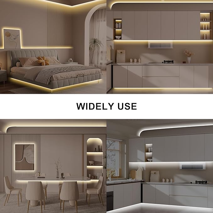 16.4ft Tunable White COB Led Strip Light with RF Remote, Dimmable CCT 2700K-6500K Led Tape Lights, Adhesive High Density Led COB Light Strip for Bedroom, Kitchen, Cabinet