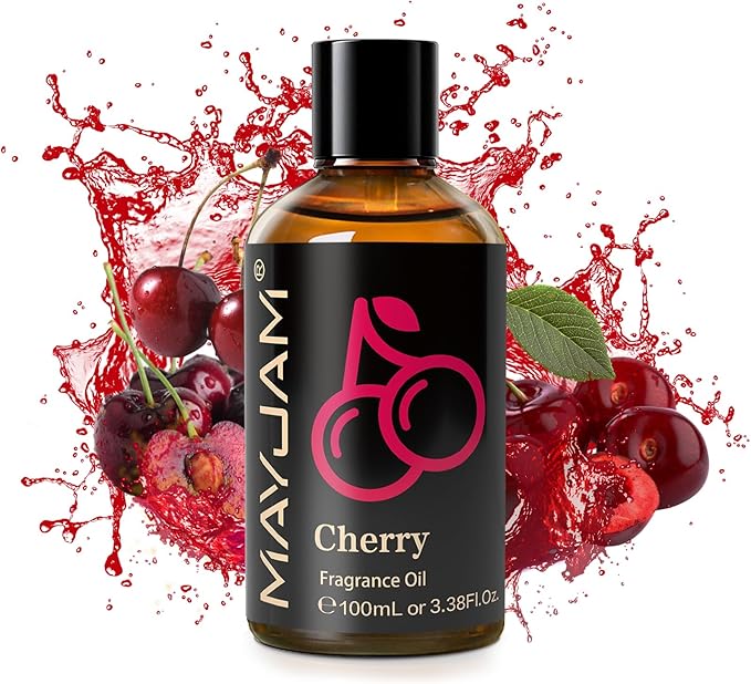 MAYJAM 100ML/3.38FL.OZ Cherry Fragrance Oils with Glass Dropper, Essential Oils for Diffusers for Home, Long Lasting Scented Oils for Diffusers Soap Candle Making