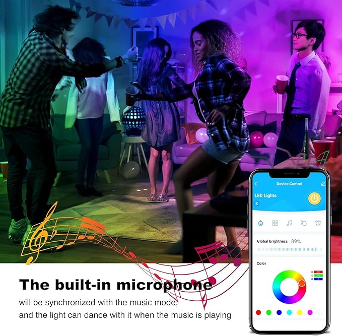 DAYBETTER Smart Led Lights 50 ft, 5050 RGB Led Strip Lights Kits with 24 Keys Remote, App Control Timer Schedule Led Music Strip Lights