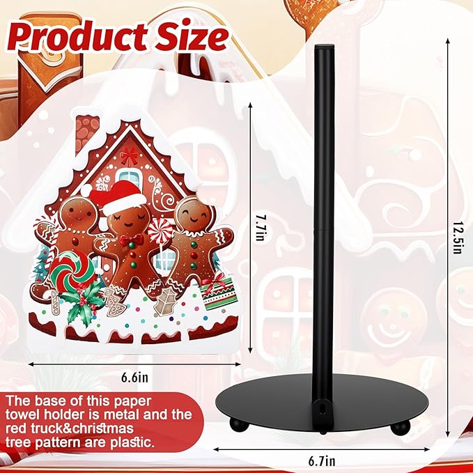 Yookeer Christmas Paper Towel Holder Gingerbread Candy Christmas Tree Towels Paper Holder for Kitchen Countertop Bathroom Home Farmhouse Replaceable Xmas Tree Decor Indoor