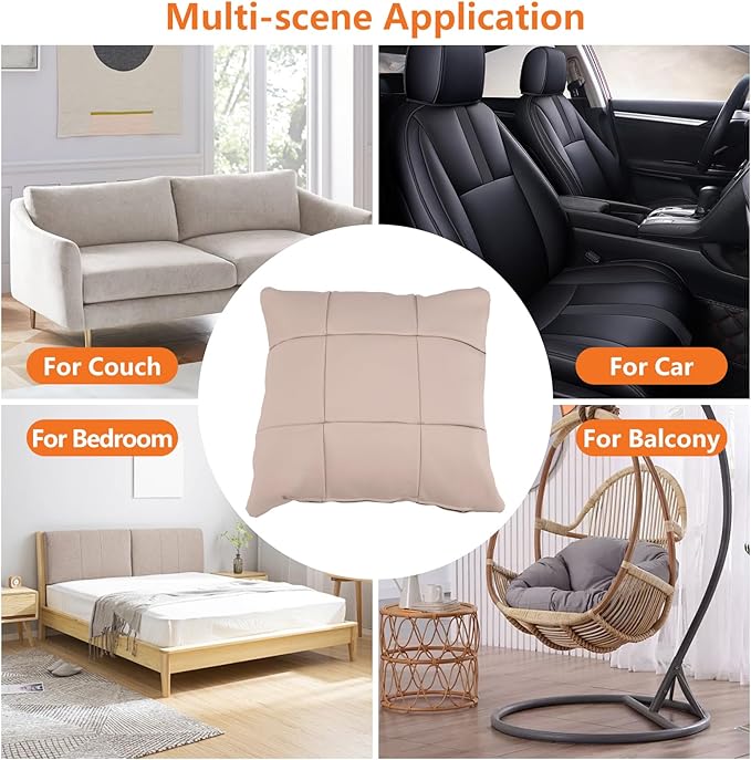 Kidol & Shellder Genuine Leather Throw Pillow Cover 18x18 Modern Solid Lumbar Pillow Covers-Luxury Pillowcases for Couch Sofa Bed-Soft Durable Decorative Cushion Case with Hidden Zipper(Light Suntan)