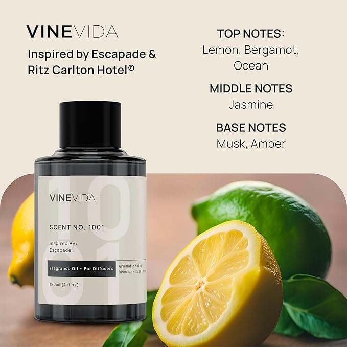 VINEVIDA (Pack of 4) Hotel Fragrance Collection Diffuser Oil - Hotel Scents Diffusers for Home - Cold Air Diffuser Oil - Hotel Scent Essential Oil, Diffuser Scents No. 1000, No.1001, No.1007, No.1003