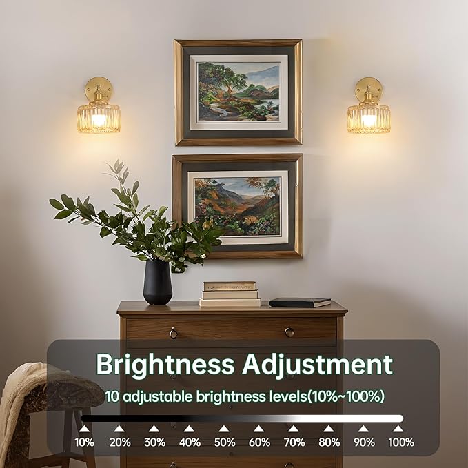 Vintage Battery Operated Wall Sconce with Amber Striped Glass Lampshade 5000 mAh Rechargeable Battery Powered Wall Light with Remote Control for Bedside Bedroom Doorway