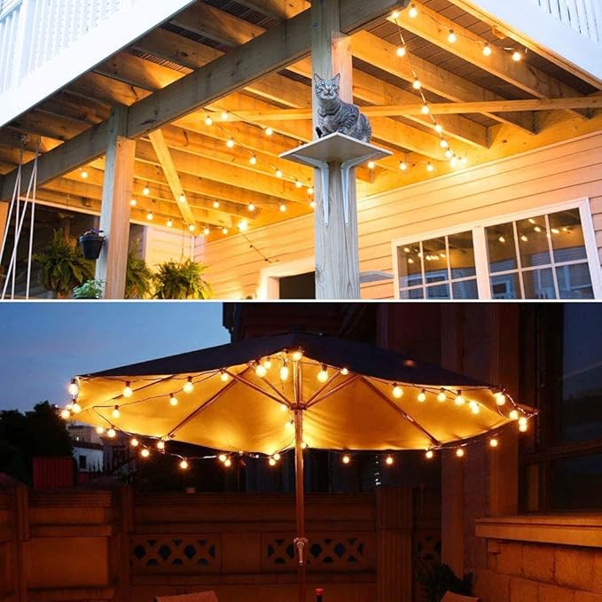 LED Outdoor String Lights 25Ft G40 Frosted White Globe Patio Lights Waterproof with 27 Shatterproof LED Bulbs, Hanging Outdoor Christmas Decorations Lights for Backyard Bistro Wedding Party Garden