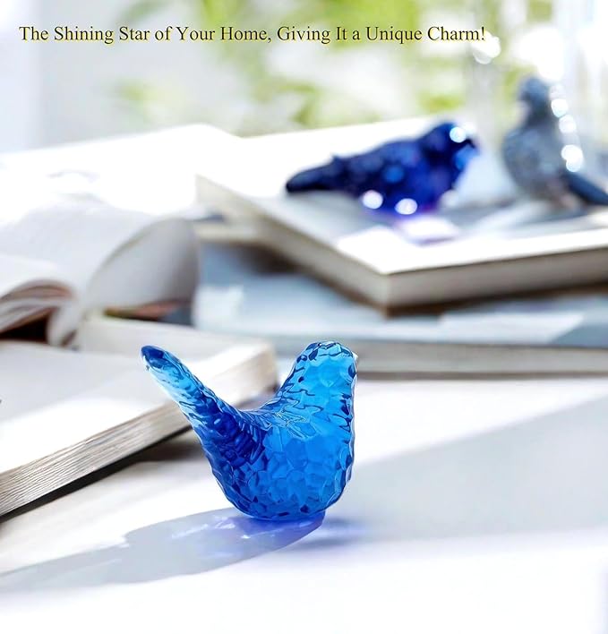 Blue Bird Figurines Living Room Office Shelf Home Decor Accents,Bird Gifts for Bird Lovers Women,Knick Knacks for Shelves Bookshelf