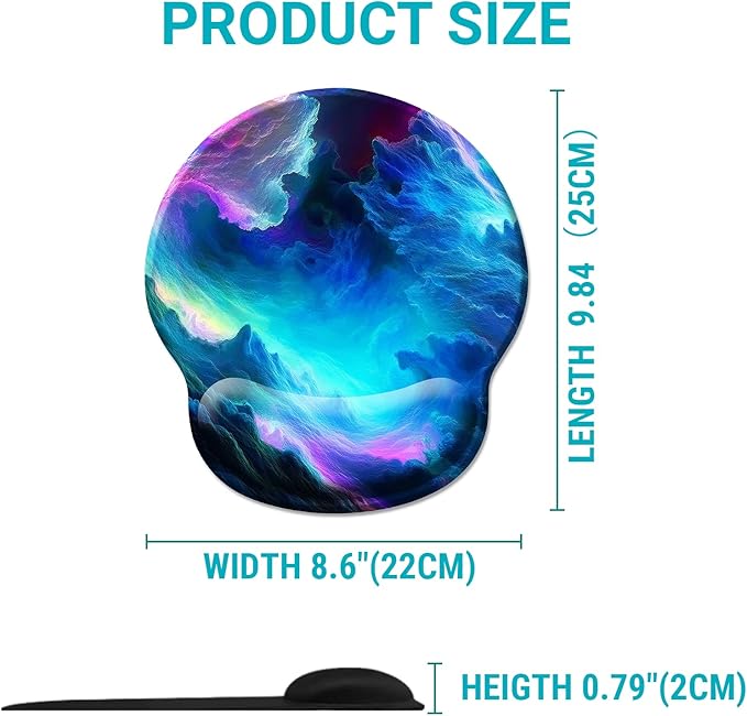 Galaxy Mouse Pad with Wrist Rest, Ergonomic Gel Mousepad Wrist Support, Computer Gaming Cute Mouse Pad with Pain Relief Non-Slip PU Base for Desk Accessories Home Office Decor Supplies