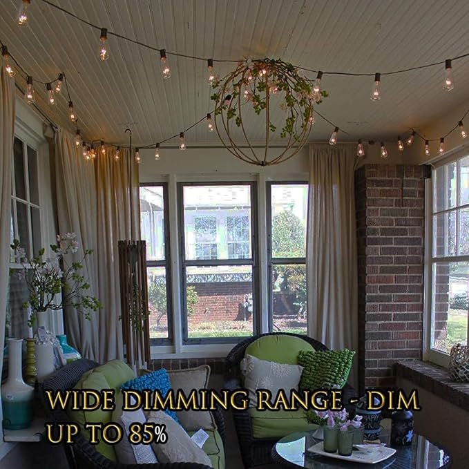 100ft Outdoor String Lights 30 ft with 27 LED Edison Bulbs, Dimmable Waterproof Shatterproof 2200K Warm