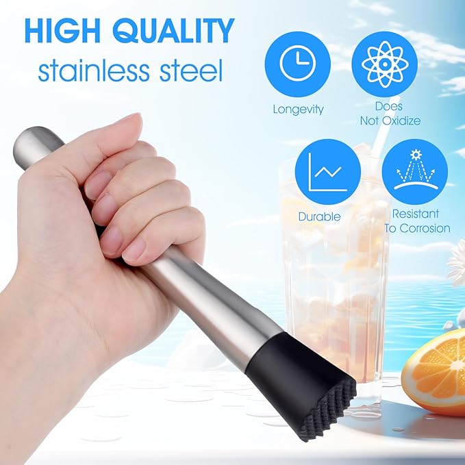 20 Pcs Muddler for Cocktails - Stainless Steel Bar Muddler Tool, Muller for Drinks Ice Crusher, Bartender Tools Set Home Bartender Bars Accessories