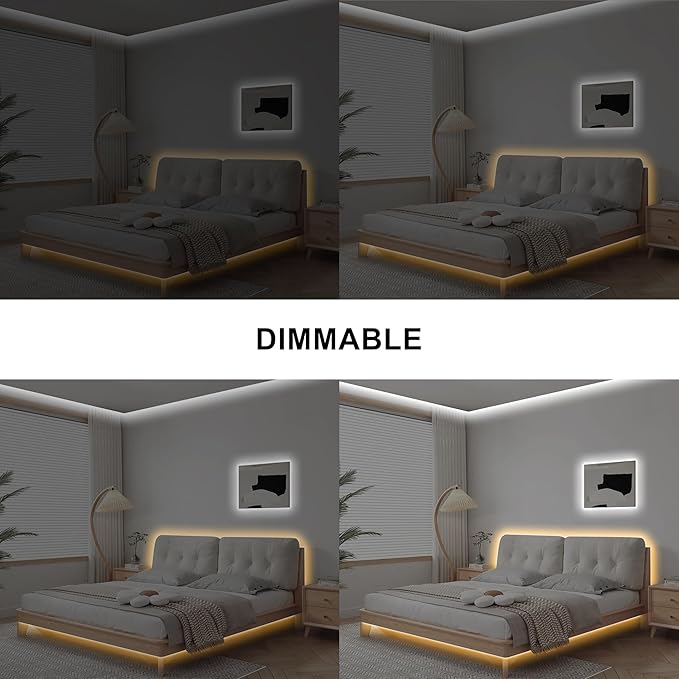 6.56ft Tunable White COB Led Strip Light with RF Remote, Dimmable CCT 2700K-6500K COB Led Tape Lights, Adhesive High Density Led Light Strip for Bedroom, Kitchen, Cabinet