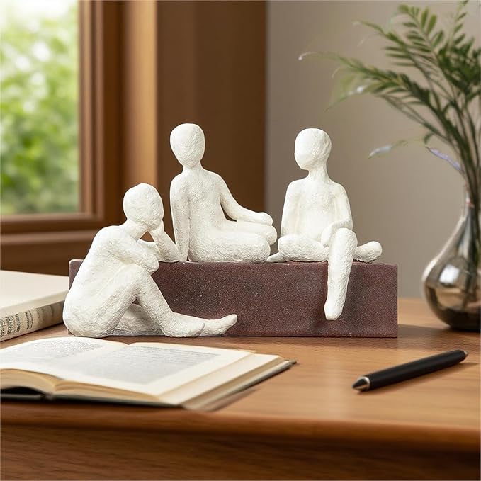 Resin Abstract Statue, Three Person Conversation Figurines, Modern Art Sculpture Home Decor for Living Room, Office Desktop, Coffee Table, Bookshelf, Gifts for Friends, Family