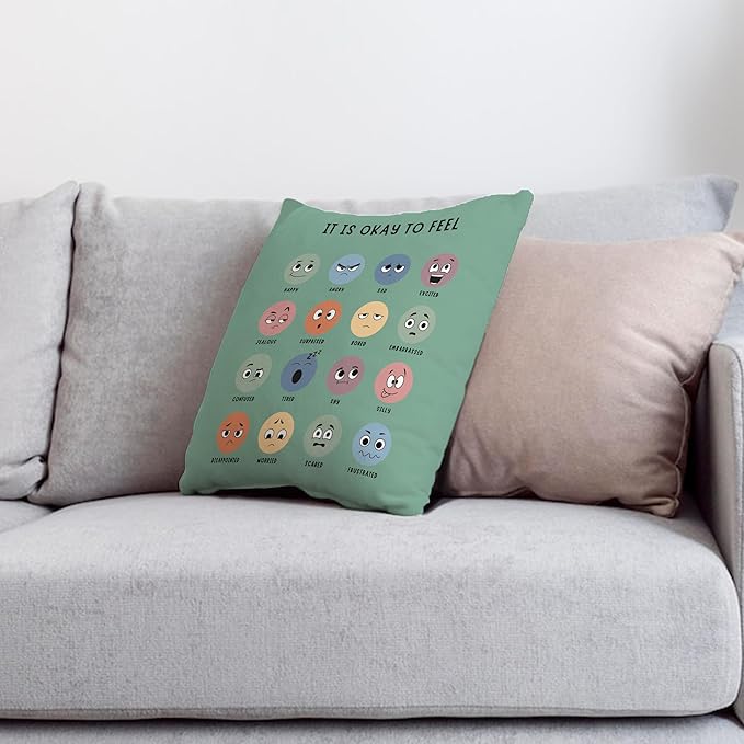 Nogrit Mental Health Pillowcase Decor for Counseling Office Must Haves Throw Pillow Cover, Calming Corner,Mental Health Counselor Gifts, Calming Corner Pillow Covers 18x18 Green