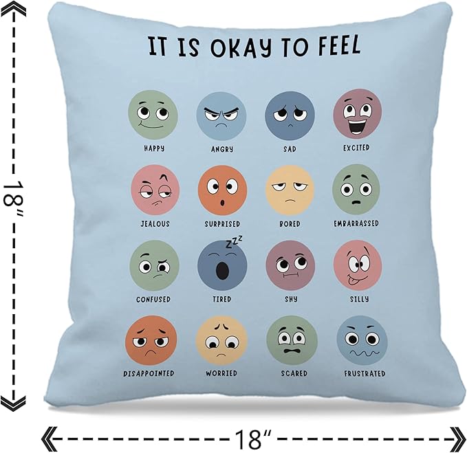 Nogrit Counseling Office Must Haves Throw Pillow Cover, Calming Corner, Mental Health Pillowcase Decor for Home Kids,Mental Health Counselor Gifts, Calming Corner Pillow Covers 18x18 Light Blue