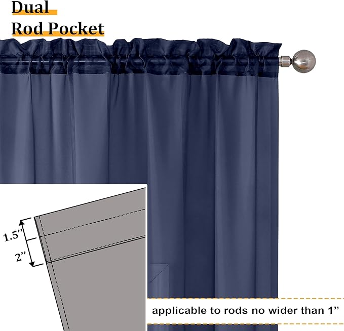 Aiyufeng Sheer Navy Blue Curtains 84 inch Length 2 Panels Set, Airy Soft-Touching Rod Pocket Voile Drapes for Living Room/Bedroom, Each 40W x 84L