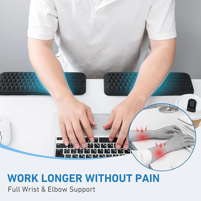 2Pcs Elbow Pad for Desk, L-Shaped Desk EdgeRest withMemory Foam Elbow Support Padding, Desk Edge Non-Slip and Ergonomic Separate Design by KONOVOLY