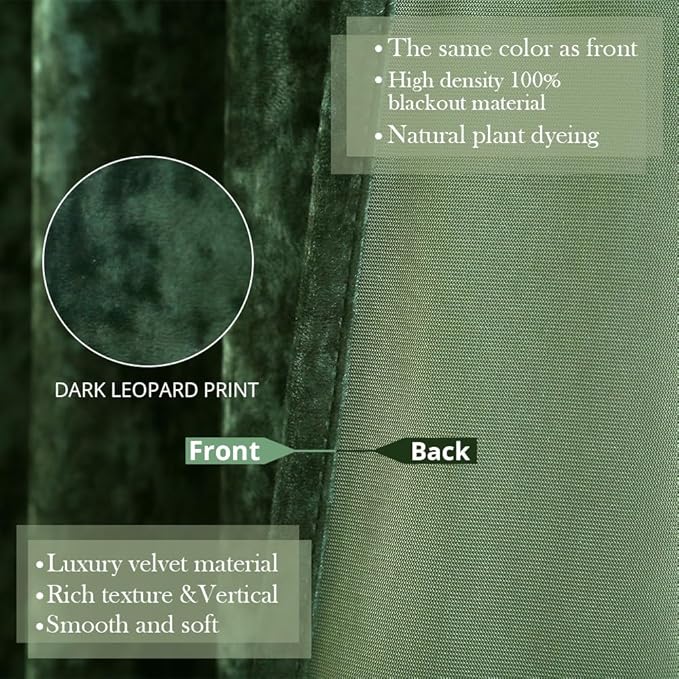 Blackout Curtains Soft Luxury Velvet Curtains for Bedroom Nursery Patio Doors Rod Pocket Back Taby 2 Panels Drapes Curtains for Living Room,52 by 84Inch,Turquoise