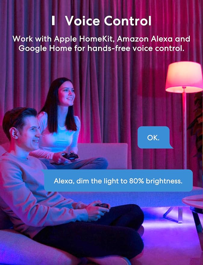 meross Smart LED Strip Lights Works with Apple HomeKit, 16.4ft WiFi RGB Strip, Compatible with Siri, Alexa&Google and SmartThings, App Control, Color Changing Led Strips for Bedroom, TV