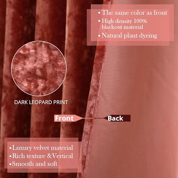Liinas Velvet Blackout Curtains Soft Luxury 2 Panels Curtains for Bedroom Nursery Patio Doors Rod Pocket Back Tab Drapes Curtains for Living Room,52 by 96Inch,Mauve Pink