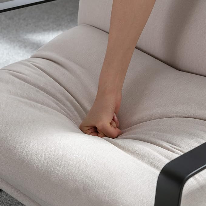 Mid-Century Accent Chair Set of 2, Comfy Side Chair with Armrest Chenille Fabric, Upholstered Leisure Chair with Black Metal Frame for Living Room Bedroom Reception Room, White