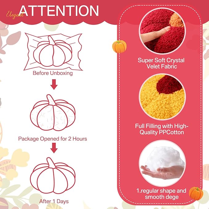 Kajaia 4 Pcs Fall Decor Pumpkin Throw Pillow Fall Pillow 11 Inches 7 Inches 3D Cushion Thanksgiving Sherpa Plush Fluffy Stuffed for Autumn Halloween Christmas Home Sofa(White,Rust Red,Yellow,Green)