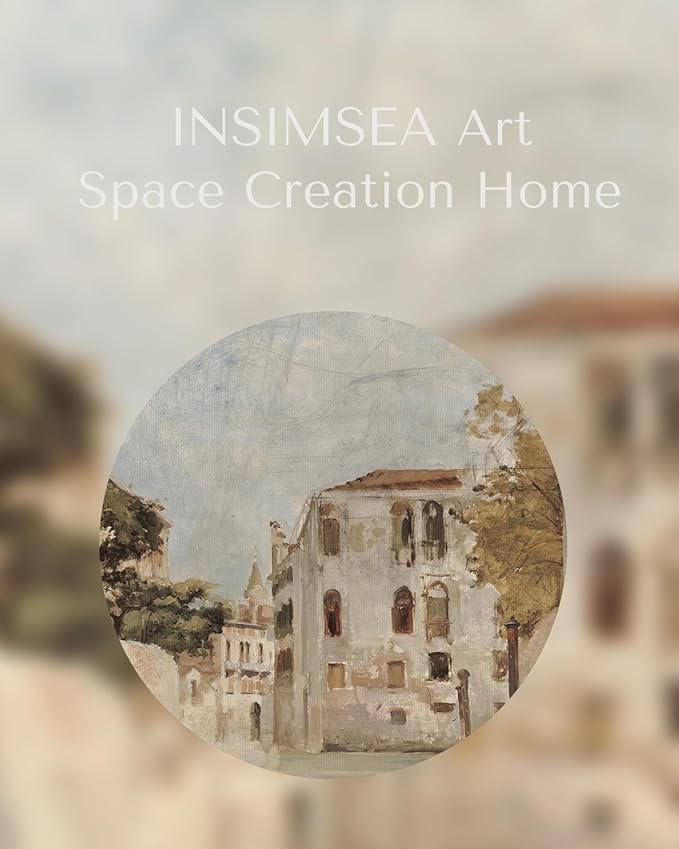InSimSea Framed Canvas Wall Art Classical Cityscape Artwork Wall Decorations View of Venice Canvas Prints Bathroom Pictures Farmhouse Office Home Wall Decor 12x16In