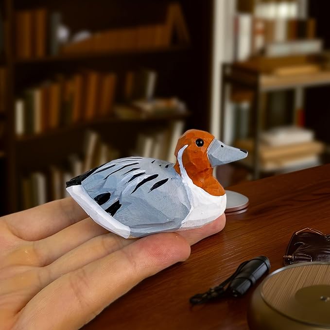Mallard Duck Decor Wooden Animal Figurines Little Ducks Funny Desk Accessories Small Duck Statues Handmade Carving Decoys Ornament for Home Room Decor