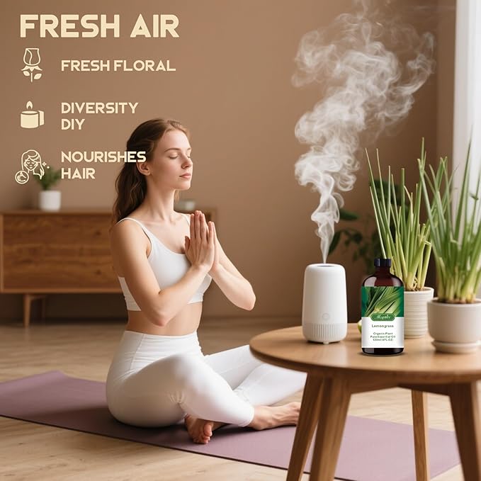 Lemongrass Essential Oil-Lemongrass Fragrance Oil 4.33oz (130ml)-100% Pure Natural Scent for Diffusers, Candles, Soap Making & Aromatherapy-Relaxing Home & Gift Essential Oil for Bath, Massage