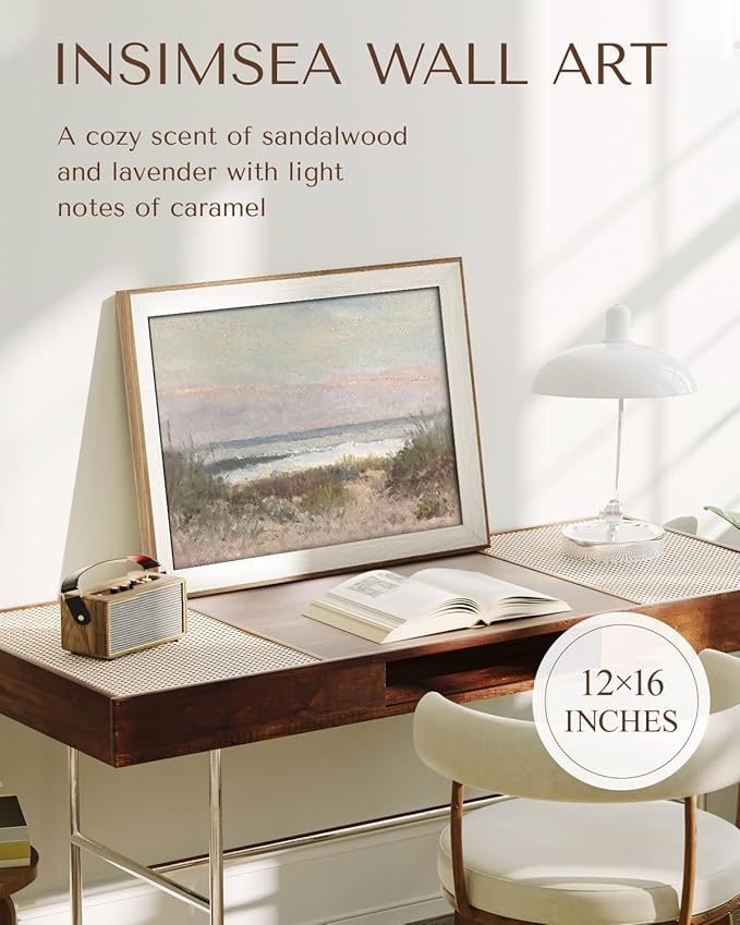 InSimSea Framed Canvas Wall Art Decor Room Decor, Classical Coastal Scenery Bathroom Pictures Wall Decorations, Farmhouse Kitchen Office Bathroom Art Wall Decor 12x16In