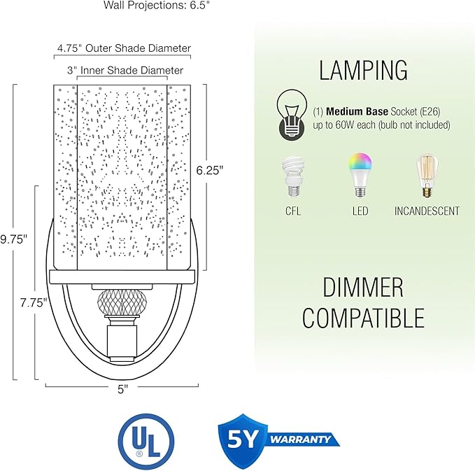 Kira Home Victoria 10" Transitional Wall Sconce, Frosted Glass Inner Shade + Clear Seeded Glass Outer Shade, Brushed Nickel Finish