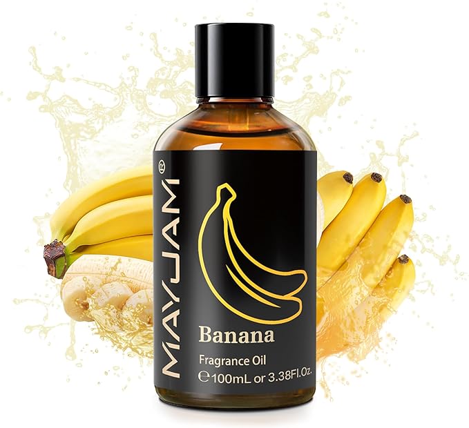 MAYJAM 100ML/3.38FL.OZ Banana Fragrance Oils with Glass Dropper, Essential Oils for Diffusers for Home, Long Lasting Scented Oils for Diffusers Soap Candle Making