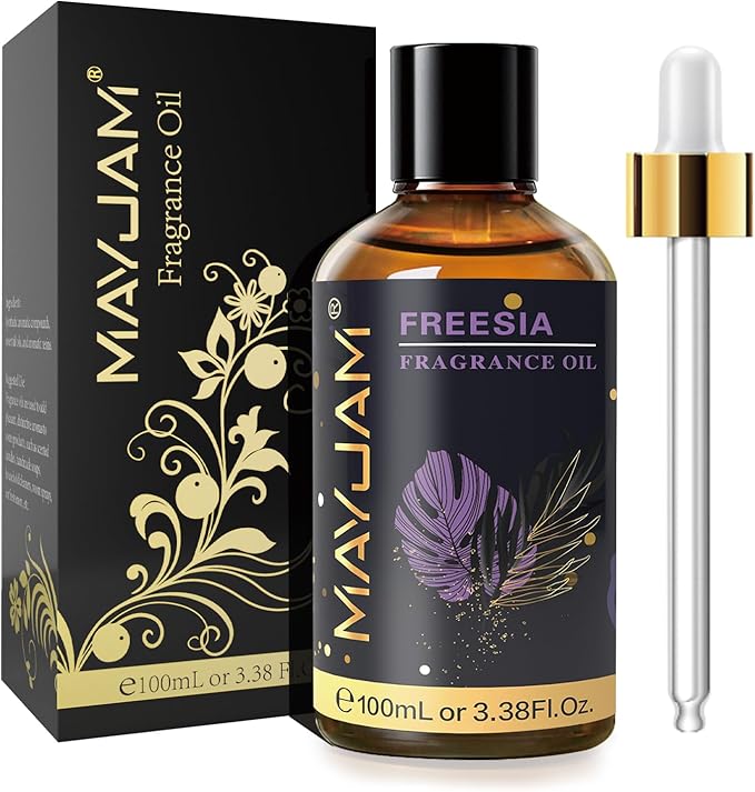 MAYJAM 100ML/3.38FL.OZ Freesia Fragrance Oils with Glass Dropper, Essential Oils for Diffusers for Home, Long Lasting Scented Oils for Diffusers Soap Candle Making