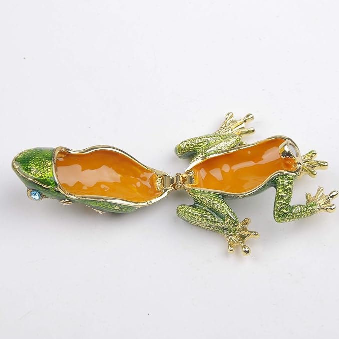 SEVENBEES Hand Painted Crystal Frog Figurine Gift Idea Decorative Jewelry Boxes Hinged Trinket Box - Mothers Day Gifts