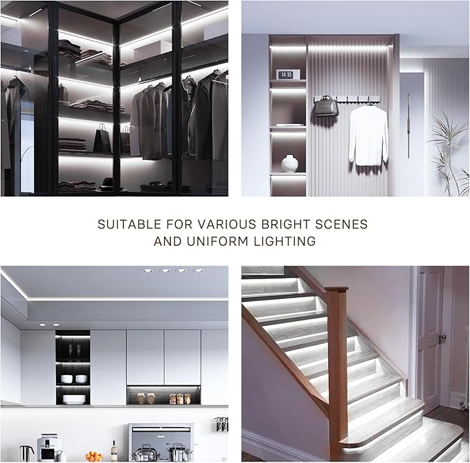 COB LED Strip Lights Cool White,24V Dimmable led Light Strip KIT with Remote and app Control,6000K 24FT/7.5m 8mmwide Ra>90 Cuttable Flexible Strip Lights for Bedroom,Shelf,Cabinet