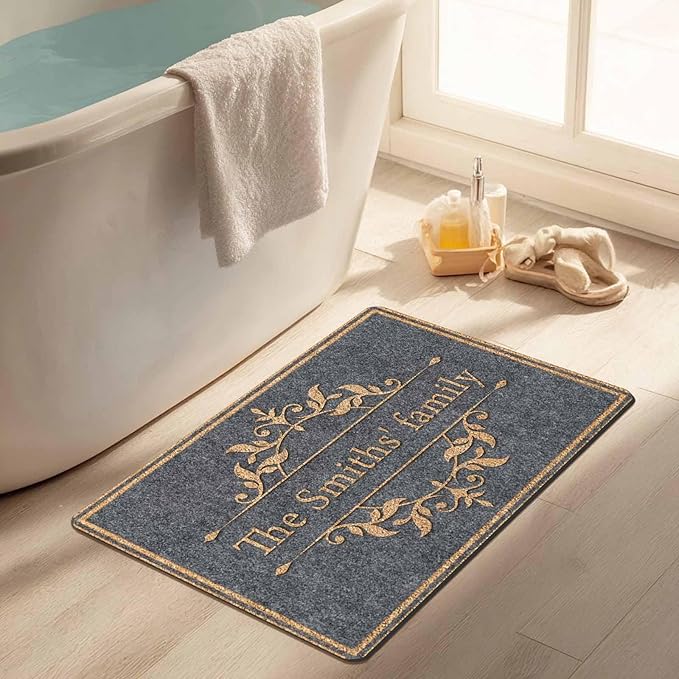 InterestPrint Personalized Family Doormat with Name Classical Pattern Custom Family Name,Welcome Mat, Customized Door Mat Rug for Home Decoration on Christmas Halloween Fall