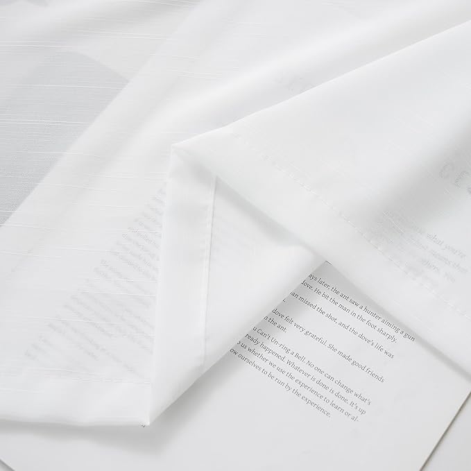 Pinch Pleated Sheer Curtains 108 Inches Long for Living Room Bedroom 1 Panel Light Filtering Pinch Pleat White Semi Sheer Curtains & Drapes for Sliding Glass Door, with Textured, W52 x L108