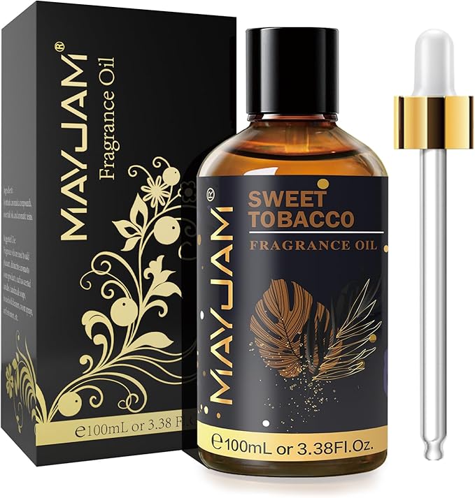 MAYJAM 100ML/3.38FL.OZ Sweet Tobacco Fragrance Oils with Glass Dropper, Essential Oils for Diffusers for Home, Long Lasting Scented Oils for Diffusers Soap Candle Making