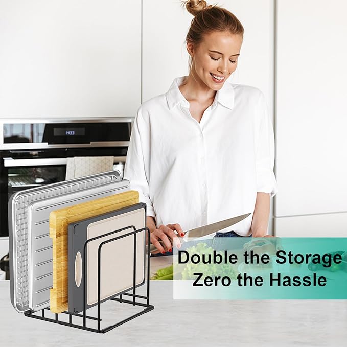 2-Pack Dish Rack & Cutting Board Organizer β 5-Tier Metal Rack for Cutting Boards, Bakeware, Trays β Space-Saving Kitchen Storage, Rust-Resistant Dish Organizer for Cabinets, Countertops & Pantry