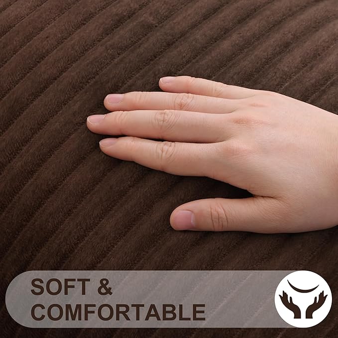 Simmore Decorative Throw Pillow Covers 26x26 Set of 2, Soft Natural Plush Flannel Double-Sided Fluffy Couch Pillow Covers for Sofa Living Room, Brown