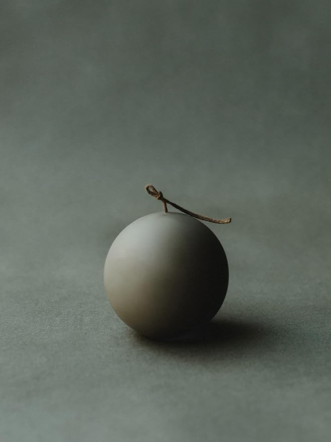LAWA Sphere Candle - Beautiful Handmade Pillar Scented Soy Wax Elegant Aesthetic Candle Housewarming Gift Home Room Shelf Decor Idea (Earthy Green, Small)