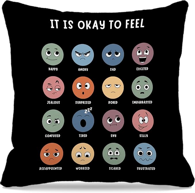 Nogrit Calming Corner Counseling Office Must Haves Throw Pillow Cover, Mental Health Pillowcase Decor for Mental Health Counselor Gifts, Calming Corner Pillow Covers 20x20 Black