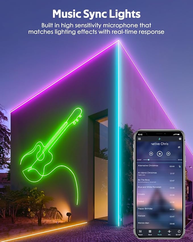 110V Bluetooth RGB COB LED Strip Light 10FT Multicolor Dimmable Flexible LED Lights Strip with Remote Music Sync Outdoor Waterproof RGB Neon COB Rope Light Plug in Color Changing AC 110V~130V IP67