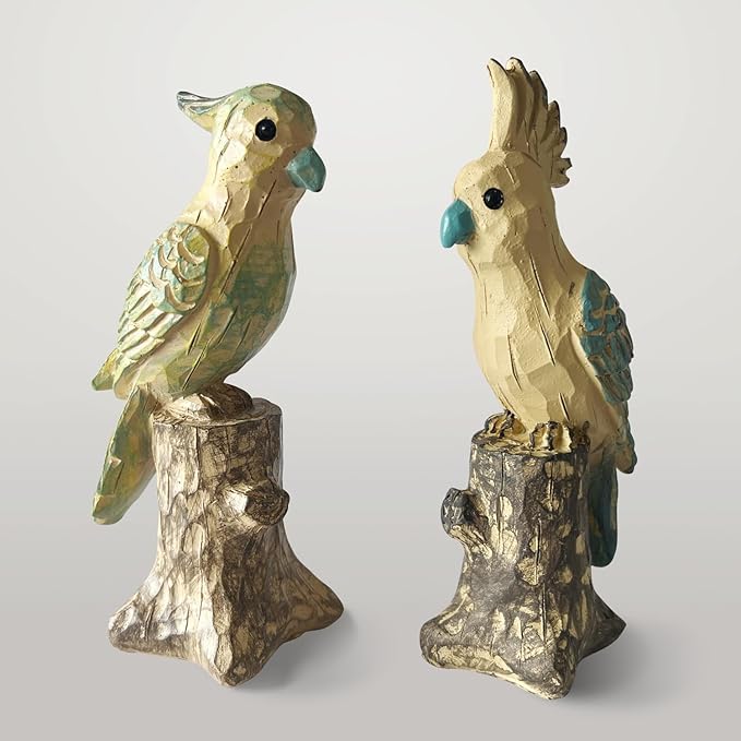 Snow Village National Lampoon's Christmas Small Animal Statues, Parrot Bird Figurines is Modern Home Decorative, Resin Decor for Office Desktop, Bookshelf, Bedroom, Living Room, Cabinets (Colourful)