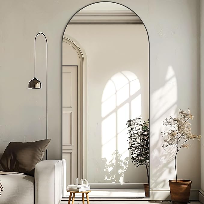 Arched Full Length Mirror, 76"x34" Large Floor Mirror Blake Free Standing Mirror Full Length for Bedroom Living Room Gym, Tempered Glass